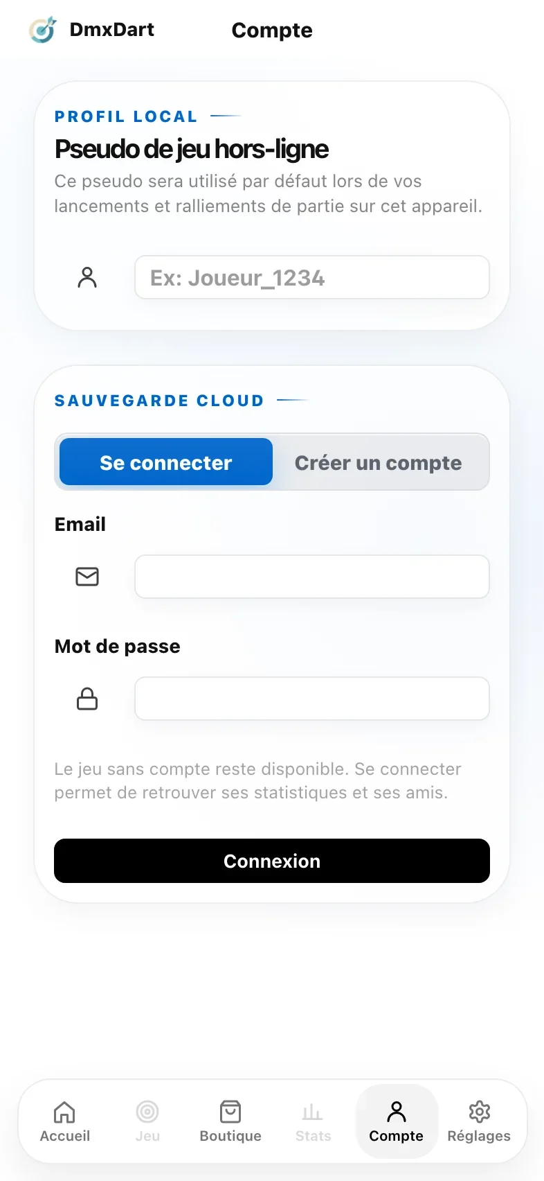 Compte et sauvegarde cloud