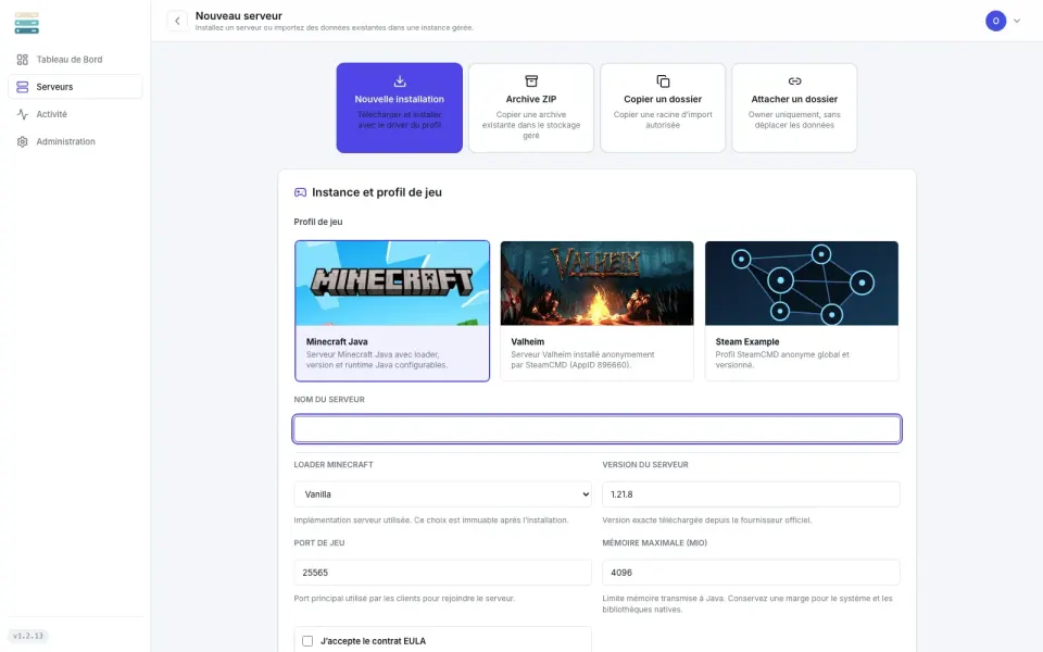 Création d’un serveur