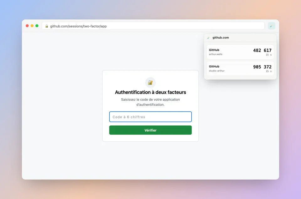 Extension navigateur sur une page de double authentification